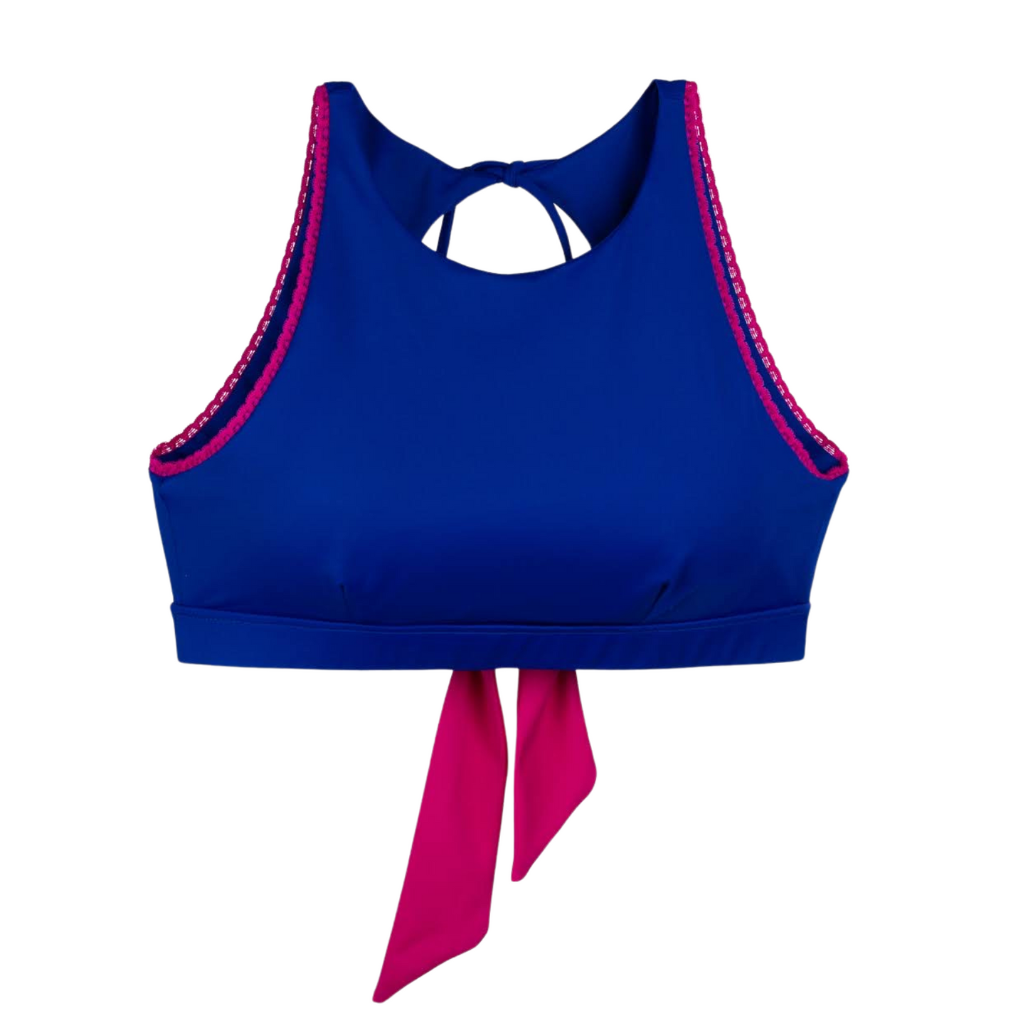 SugarChic High Neck Mastectomy Bikini Top - Deep Blue/Rich Pink