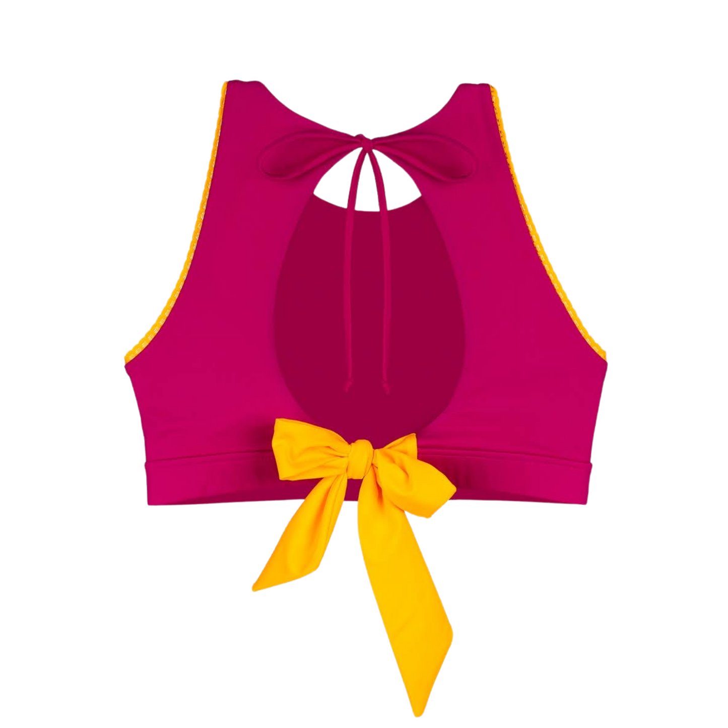 SugarChic High Neck Mastectomy Bikini Top - Rich Pink/Ochre Yellow