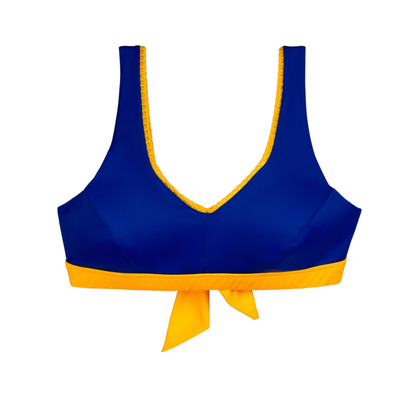 Sweet Treat Elegance Mastectomy Bikini Top - Deep Blue/Yellow Ochre