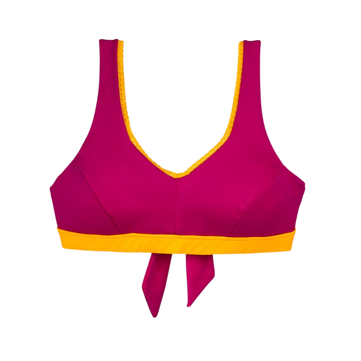 Sweet Treat Elegance Mastectomy Bikini Top - Rich Pink/Ochre Yellow