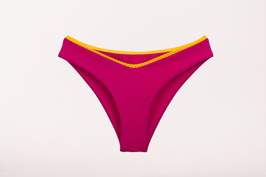 Chic Bikini Bottom - Rich Pink/Ochre Yellow