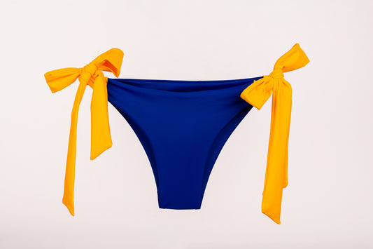 SugarChic Bow Bikini Bottom - Deep Blue/Yellow Ochre
