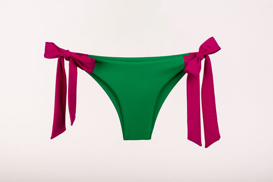 SugarChic Bow Bikini Bottom - Forest Green/Rich Pink