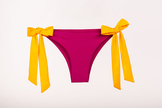 SugarChic Bow Bikini Bottom - Rich Pink/Ochre Yellow