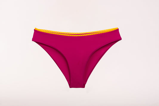 Sweet Treat Elegance Bikini Bottom - Rich Pink/Ochre Yellow