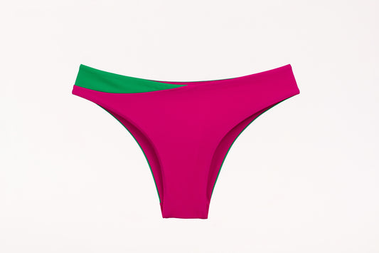 Two-Tone Twister Bikini Bottom - Forest Green/Rich Pink