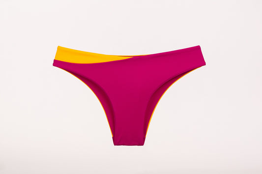 Two-Tone Twister Bikini Bottom  - Rich Pink/Ochre Yellow