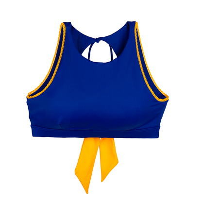 SugarChic High Neck Prothese vriendelijke Bikini Top - Blauw / Geel