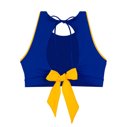 SugarChic High Neck Prothese vriendelijke Bikini Top - Blauw / Geel