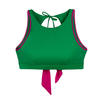 SugarChic High Neck Prothesen Bikini Top - Grün / Rosa