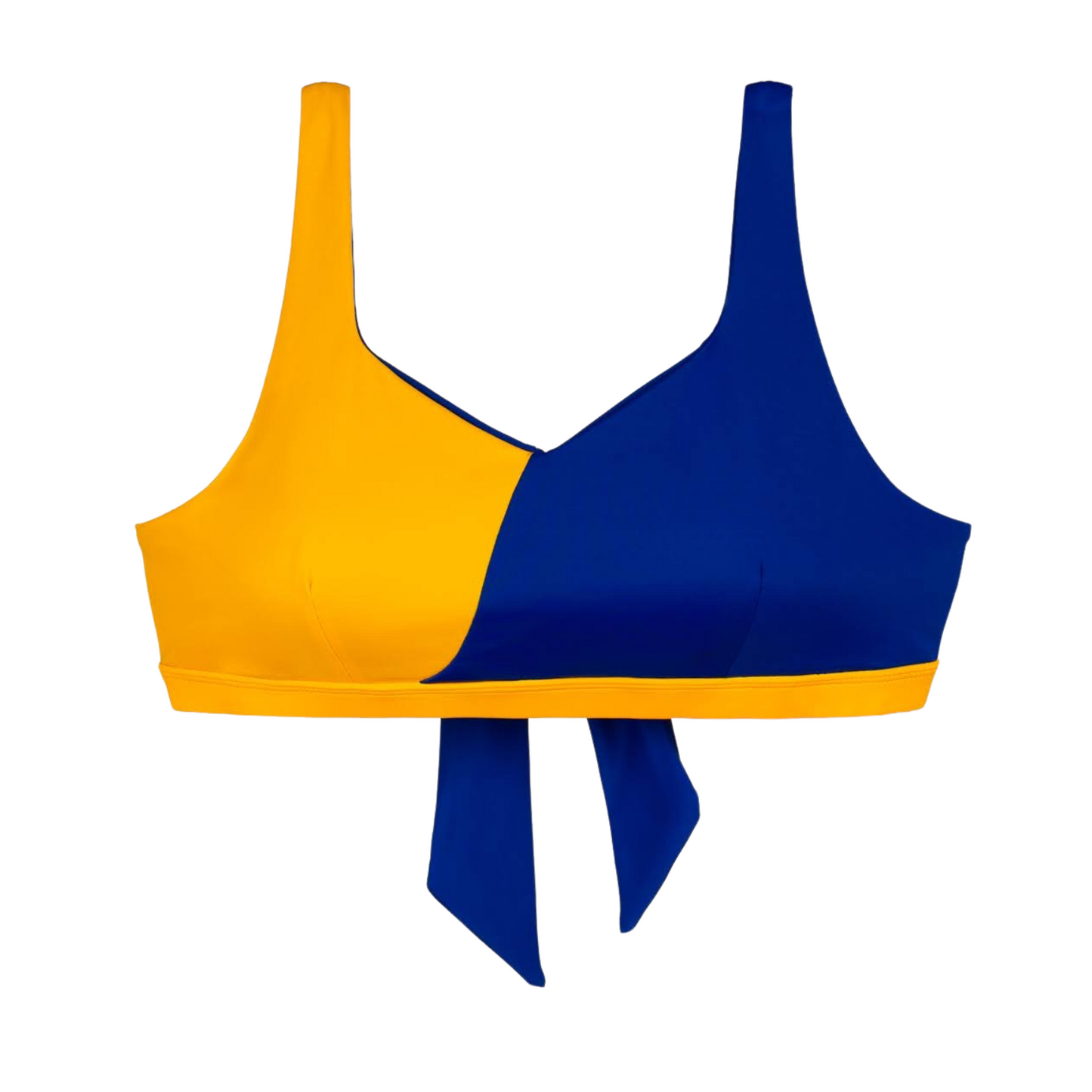 Two-Tone Twister Mastectomy Bikini Top - Deep Blue/Yellow Ochre