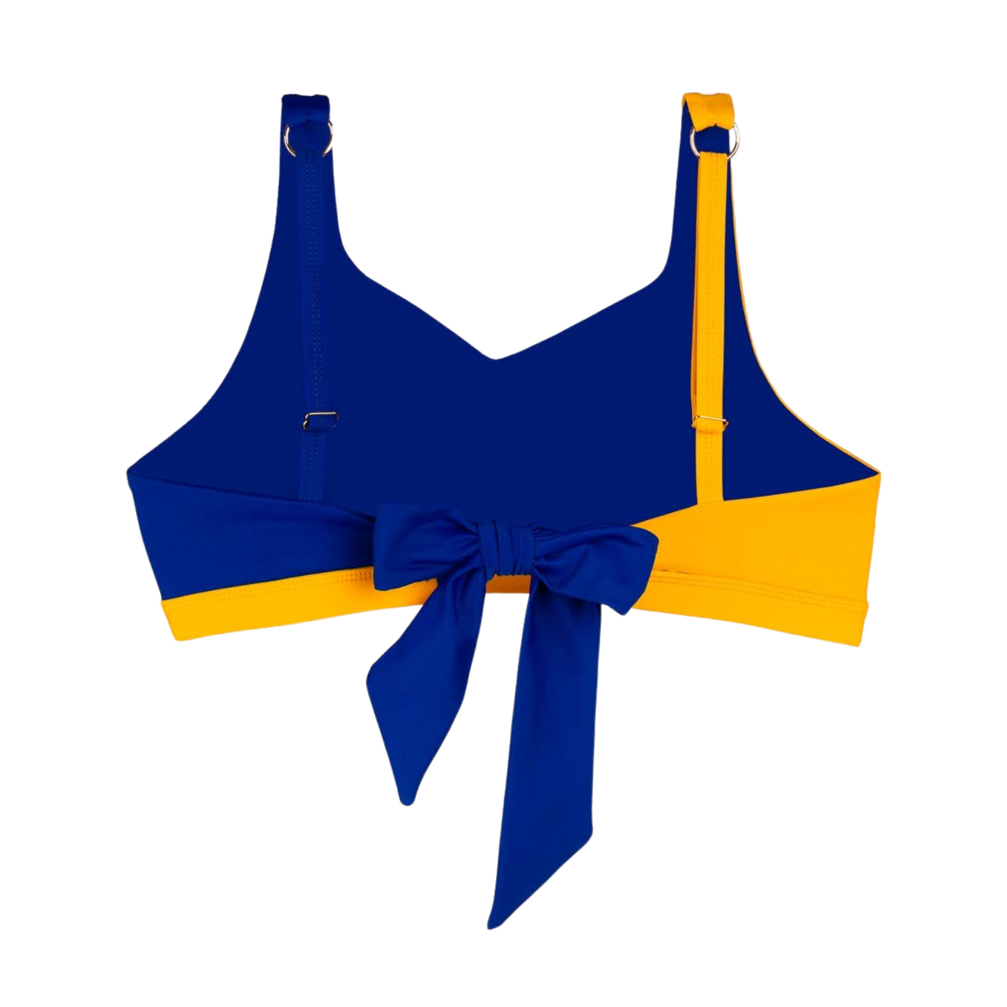 Two-Tone Twister Mastectomy Bikini Top - Deep Blue/Yellow Ochre
