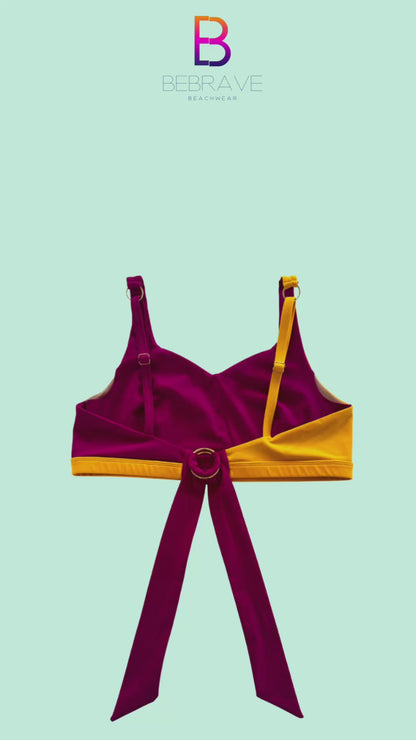 Two-Tone Twister Prothese vriendelijke Bikini Top - Groen / Roze